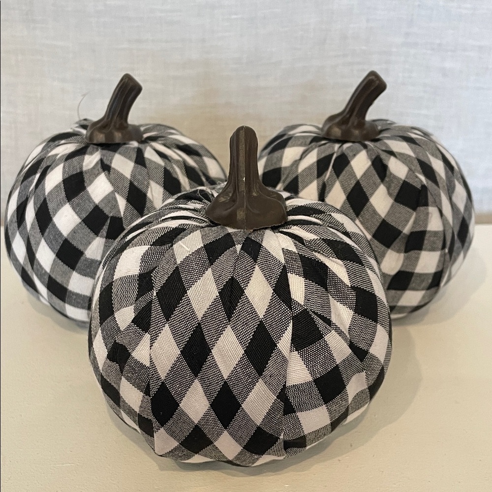 Black and White Plaid Fabric Pumpkins